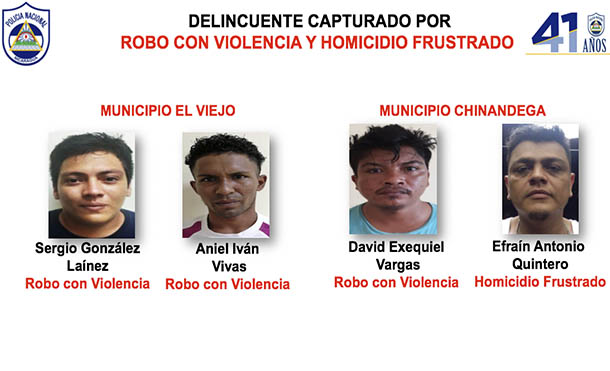Foto Policía Nacional // Policía Nacional capturó a 12 delincuentes por delitos de peligrosidad en Chinandega