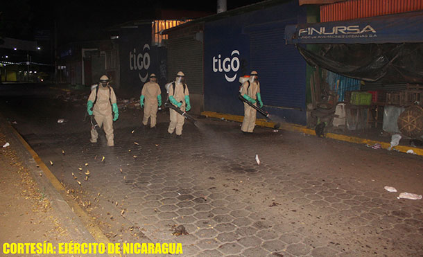 Foto Cortesía: Se roció con peróxido de hidrógeno 6 objetivos, desinfectando un área total de 95,688 metros cuadrados y se beneficiaron a más de 18,600 personas.