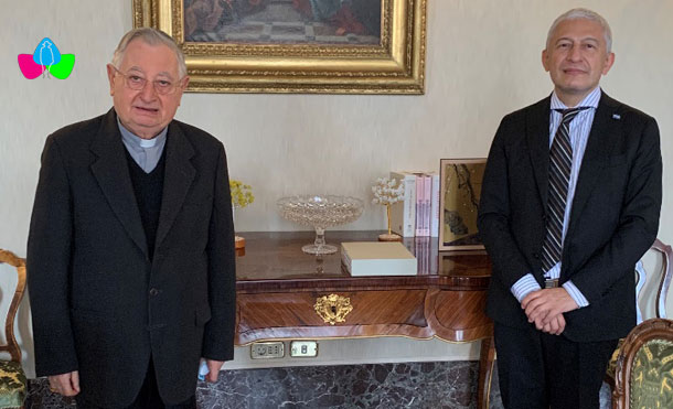 Foto Cortesía: Su Excelencia, Cardenal Giuseppe Bertello, Gobernador del Estado de la Ciudad del Vaticano y presidente de la Comisión Pontificia de la Ciudad del Vaticano y el Compañero Francisco Javier Bautista Lara, Embajador de Nicaragua en el Vaticano.