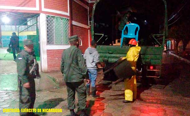 Foto Ejército de Nicaragua: Todas las personas evacuadas fueron trasladadas hacia los albergues habilitados por los COMUPRED y casas solidarias