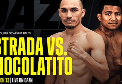 Arte oficial de la pelea Chocolatito vs Gallo Estrada