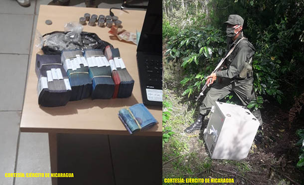 Foto Ejército de Nicaragua // La caja fuerte contenía C$ 231,000 córdobas