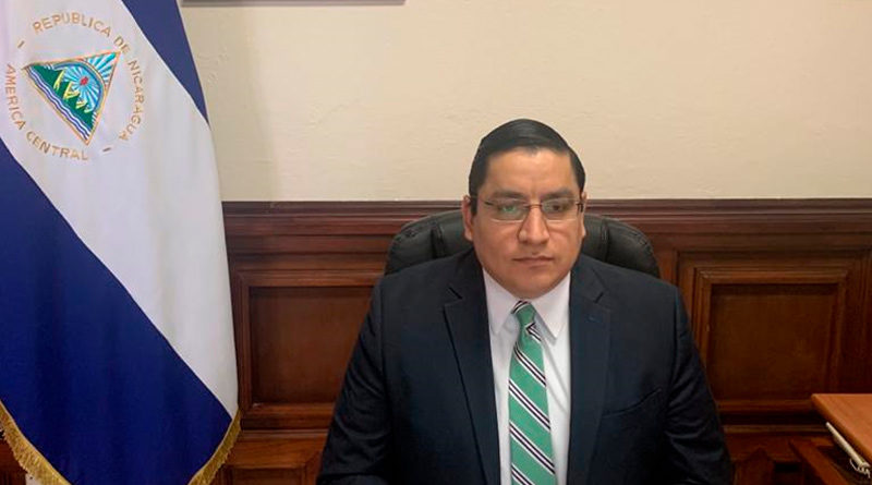 Compañero Duilio Hernández Avilés, Embajador de Nicaragua en Costa Rica durante la ceremonia del Saludo de Año Nuevo 2021 del Cuerpo Diplomático al Presidente de Costa Rica