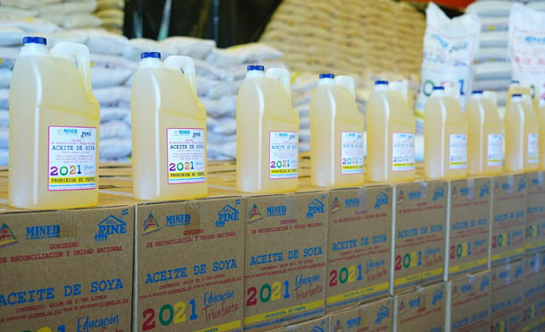 Foto MINED // Esta primera distribución, consta de casi 200 mil quintales de alimentos
