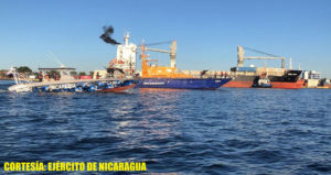Lanchas de la fuerza Naval de Nicaragua brindando protección a flota pesquera y buques mercantes que ingresan a puertos del país.