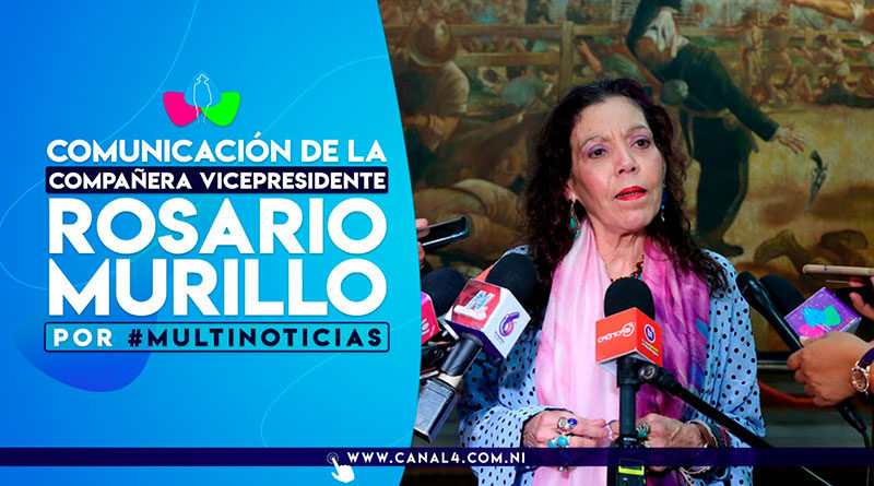 Vicepresidenta de la República de Nicaragua, Compañera Rosario Murillo, en la edición del mediodía del noticiero Multinoticias, Canal 4.