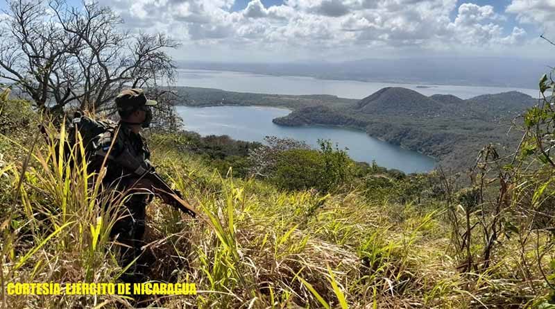 Miembros del Ejército de Nicaragua durante los servicios operativos en la Península de Chiltepe