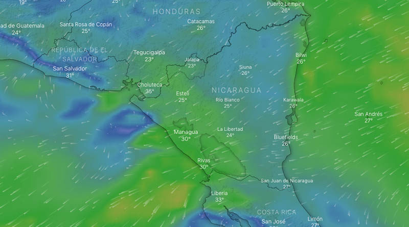 Imagen satelital sobre el frente frío en el Caribe