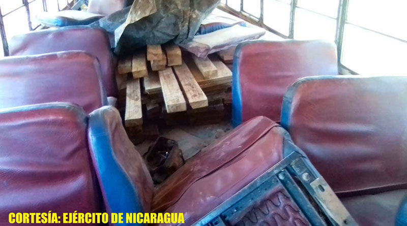 Madera ocupada por el Ejército de Nicaragua en el municipio de Siuna