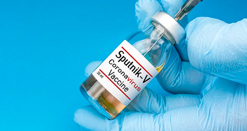 Ampolla de vacuna Rusa SPUTNIK V contra el COVID-19.