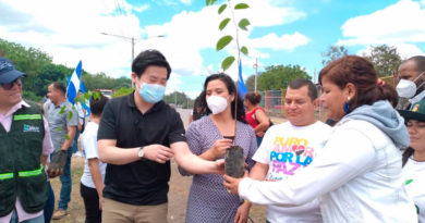 Autoridades del MARENA, INAFOR y ONGs sembrando árboles en Managua