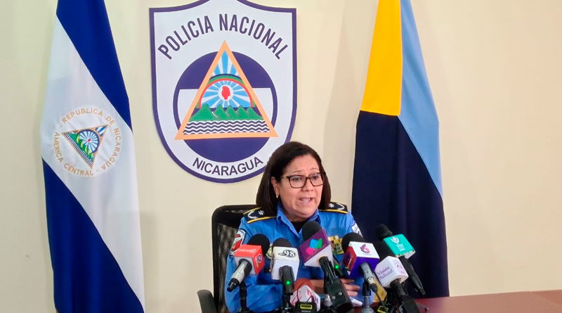 Comisionada General de la Policía Nacional de Nicaragua, Vilma Reyes en conferencia de prensa