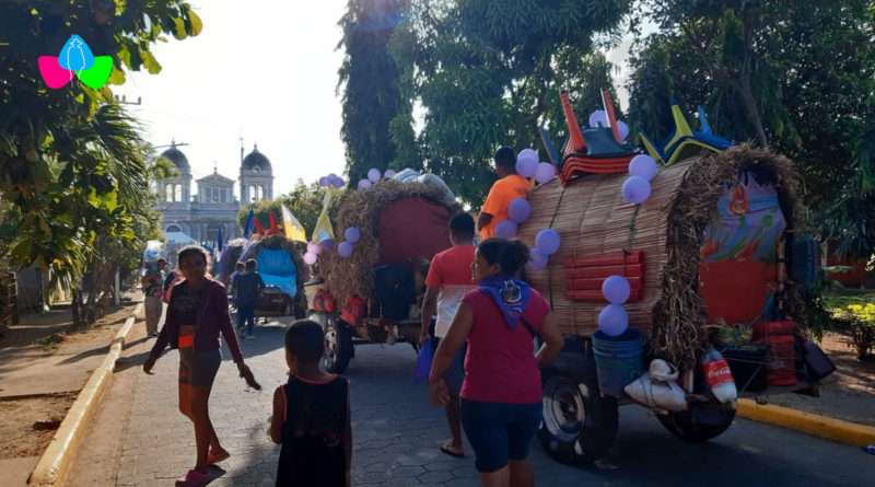 Carretas peregrinas llegando al santuario de Jesús del Rescate en Popoyuapa, Rivas.