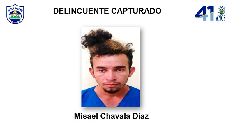 Fotografía del delincuente capturado Misael Chavala Díaz