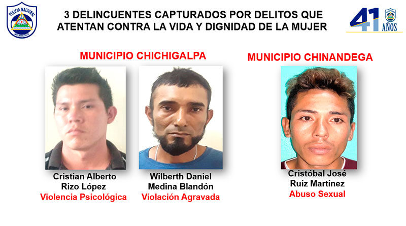 3 delincuentes capturados por delitos que atentan contra la vida y dignidad de la mujer