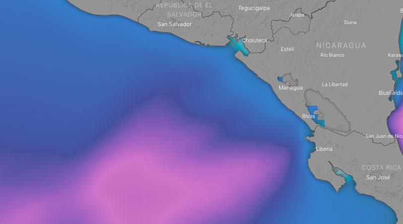 Imagen satelital sobre el fenómeno climático en el Pacífico de Nicaragua