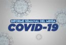 Imágenes microscópicas del nuevo coronavirus y en el centro de la imagen se lee: Informe Semanal del MINSA COVID-19