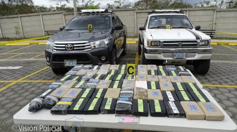 Evidencias y droga capturadas por la Policía Nacional en el departamento de Rivas
