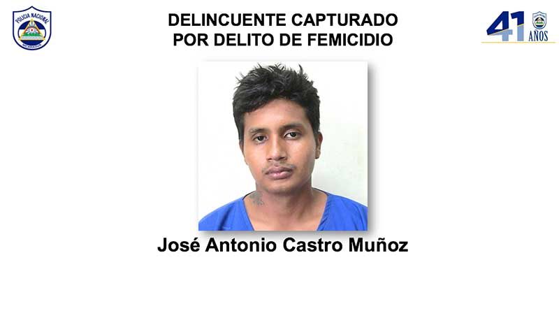 Delincuente capturado por delito de femicidio