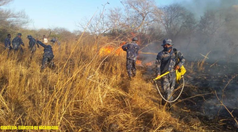 Efectivos militares durante sofocación de incendios