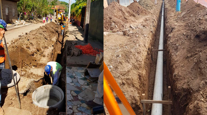 Trabajadores de ENACAL en el proyecto de Alcantarillado Sanitario y Tratamiento de las Aguas Residuales de Catarina, Masaya, Nicaragua