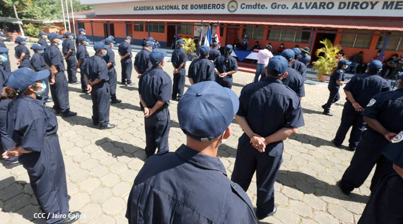 Nuevos bomberos que cursarán el curso de inducción en Managua