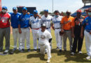 Leyendas del béisbol en Nicaragua durante el juego de Juego de las Leyendas del Béisbol 2020 en el Estadio Nacional de Béisbol en Managua.
