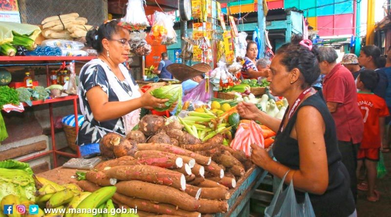 Una señora realiza compras en uno de los tramos del mercadito Candelaria en Managua