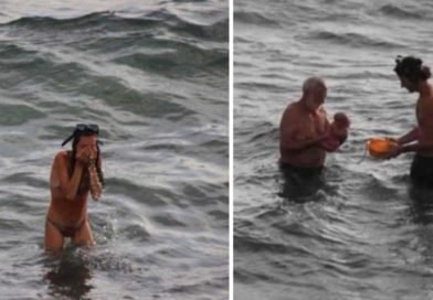 Imágenes en el Mar Rojo durante el parto dentro de las aguas
