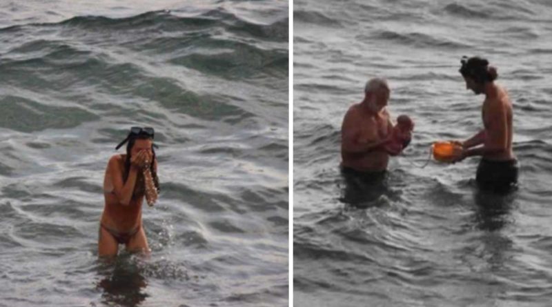 Imágenes en el Mar Rojo durante el parto dentro de las aguas