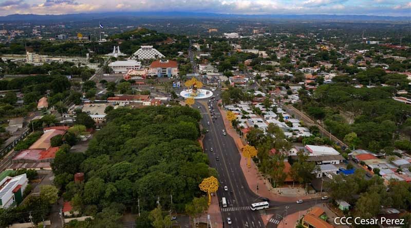 Imagen aérea de la Avenida de Bolívar a Chávez en Managua