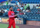 Jugador de los Dantos vs León durante una de las series en el Estadio Nacional de Managua del Pomares 2021