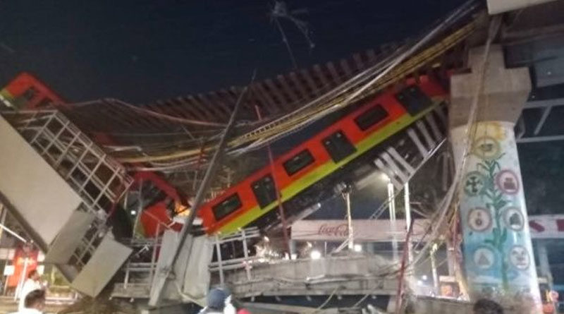 Tren de la ciudad de México durante el accidente en el Metro