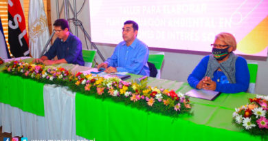 Enrique Armas Rosales, Vicealcalde de Managua, impartiendo el taller acción ambiental