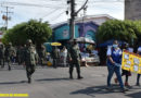 Efectivos militares del 2 Comando Militar Regional del Ejército de Nicaragua durante la caminata en saludo al “Día de Solidaridad con las personas con VIH y sus familias” en Chinandega.