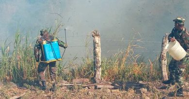 Efectivos militares durante la sofocación de incendio en el departamento de Boaco