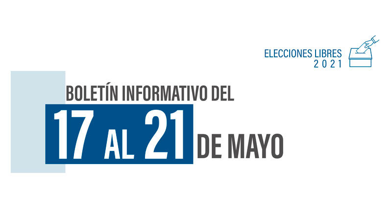 Portada del Boletín Semanal del 17 al 21 de mayo, Elecciones Libres Nicaragua 2021