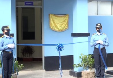 Oficiales de la Policía Nacional durante la inauguración de la estación policial en el municipio de Totogalpa en Madriz.