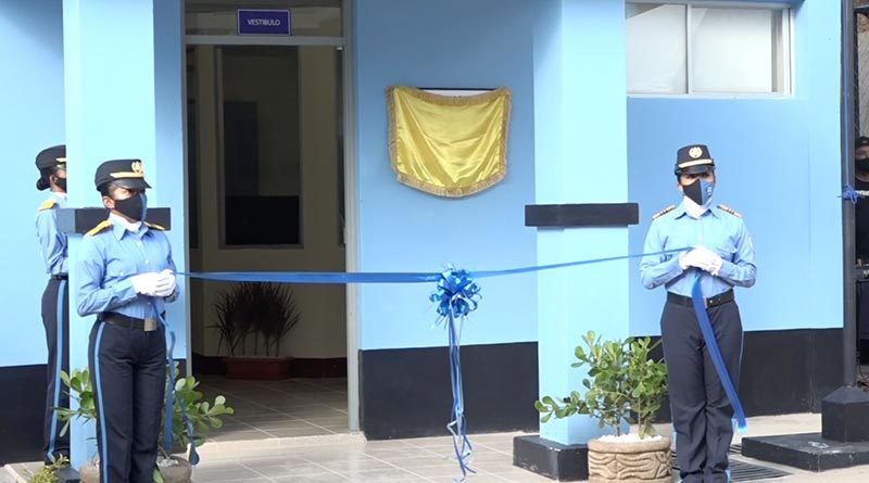 Oficiales de la Policía Nacional durante la inauguración de la estación policial en el municipio de Totogalpa en Madriz.