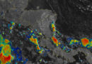 Vista satelital de Nicaragua donde se muestra la nubosidad y la lluvia alrededor el territorio nacional