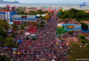 Cientos de miles de nicaragüenses congregados en la Avenida de Bolívar a Chávez de Managua, celebrando el 40 aniversario del triunfo de la Revolución Popular Sandinista.