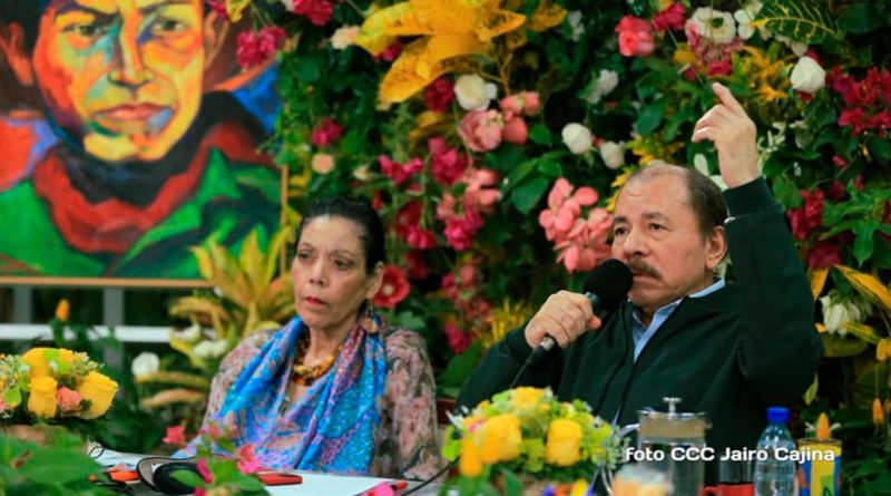 Presidente Daniel Ortega y Vicepresidenta Rosario Murillo durante XIX Cumbre del ALBA TCP