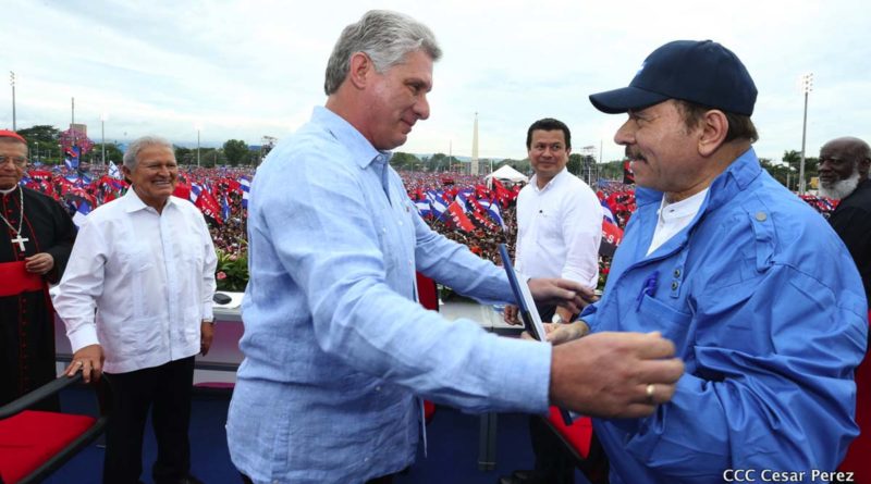 Miguel Diaz Canel junto al Presidente de Nicaragua Daniel Ortega