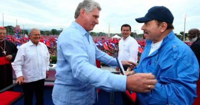 Comandante Daniel Ortega junto al Presidente de Cuba, Compañero Miguel Díaz-Canel Bermúdez en el acto del 39 Aniversario del Triunfo de la Revolución Popular Sandinista.