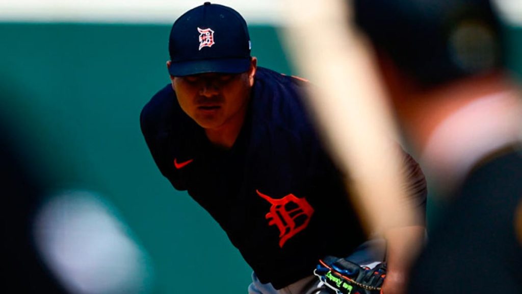 Erasmo Ramírez jugando para los Tigres de Detroit en Grandes Ligas