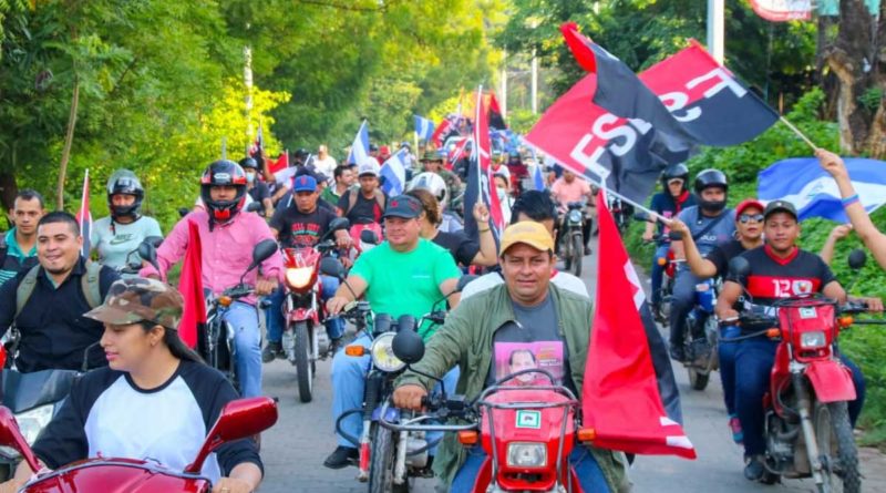Militancia Sandinista en una de las caravanas realizadas este primero de julio