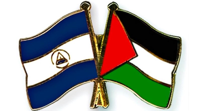 Bandera de Palestina y Nicaragua