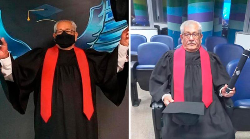 Anciano de 79 años se logra graduar de Ciencias Jurídicas