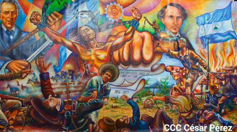 Mural de la Guerra Nacional de 1856 - 1857, elaborado por el joven Rolando Bojorges, del municipio de Diriamba, con el apoyo del historiador Clemente Guido.