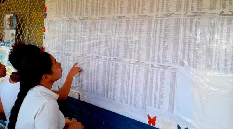 Familias nicaragüenses verificándose en el Padrón Electoral Preliminar en su Centros de Votación